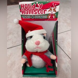 Brand New Talking Holiday Hamster Plush Toy with Santa Hat